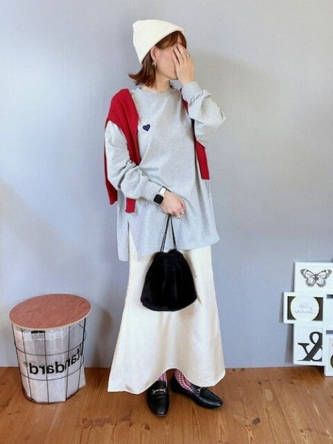 カーディガン　コーデ　秋