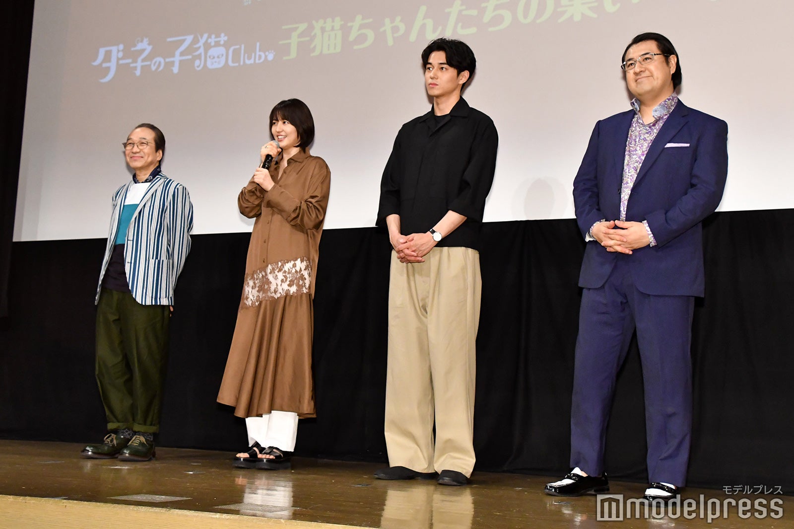 （左から）小日向文世、長澤まさみ、東出昌大、小手伸也 （C）モデルプレス