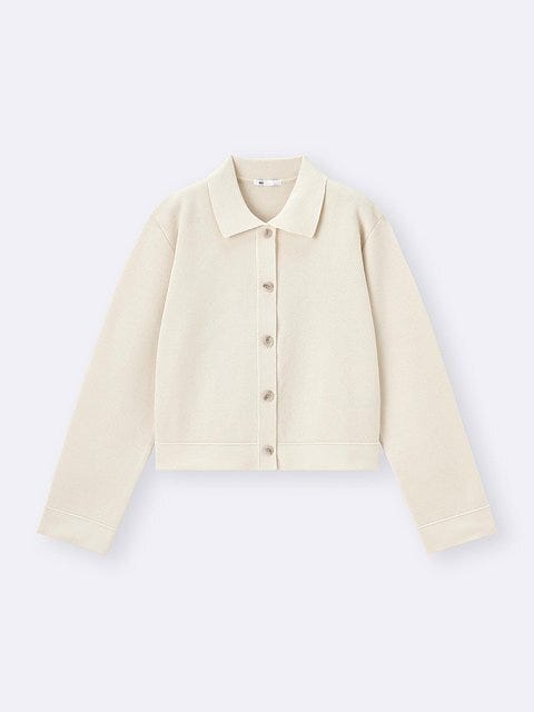 GUのミラノリブポロカーディガン