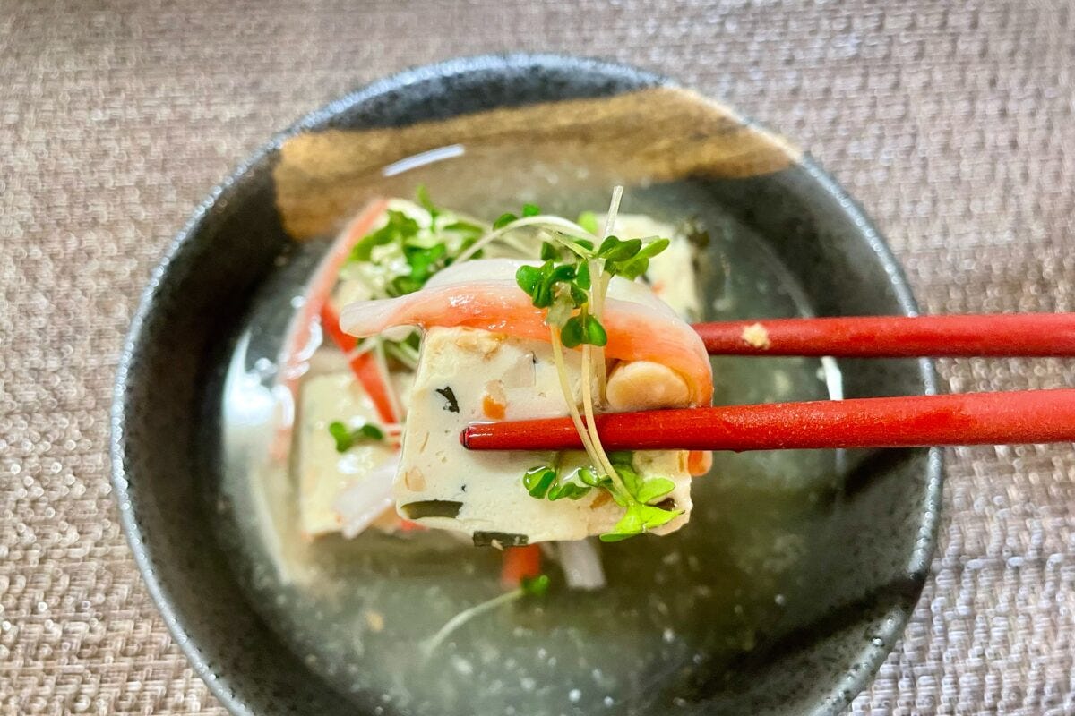 豆腐バーのカニカマ白だしあんかけ