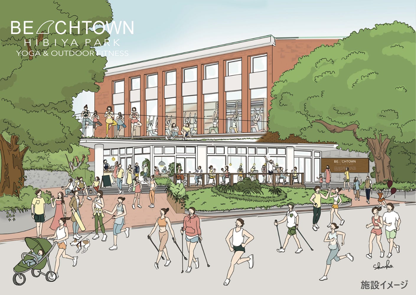 日比谷公園にスポーツコミュニティ「BEACHTOWN」ヨガ&ランナー向け設備を完備
