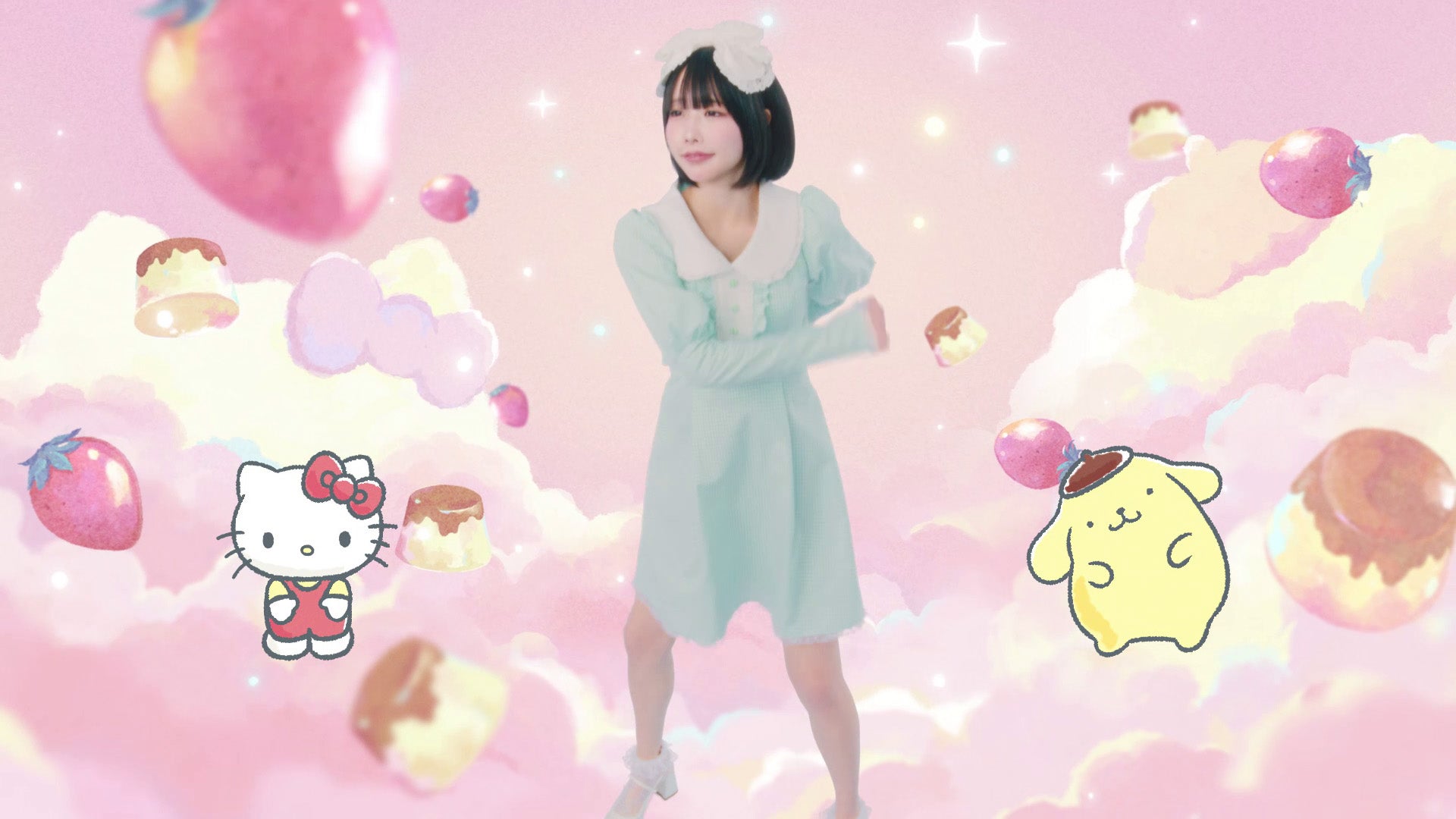 あの／マクドナルド新CM「マックに甘いの飲みにこないか キティとプリン」篇より（提供写真）