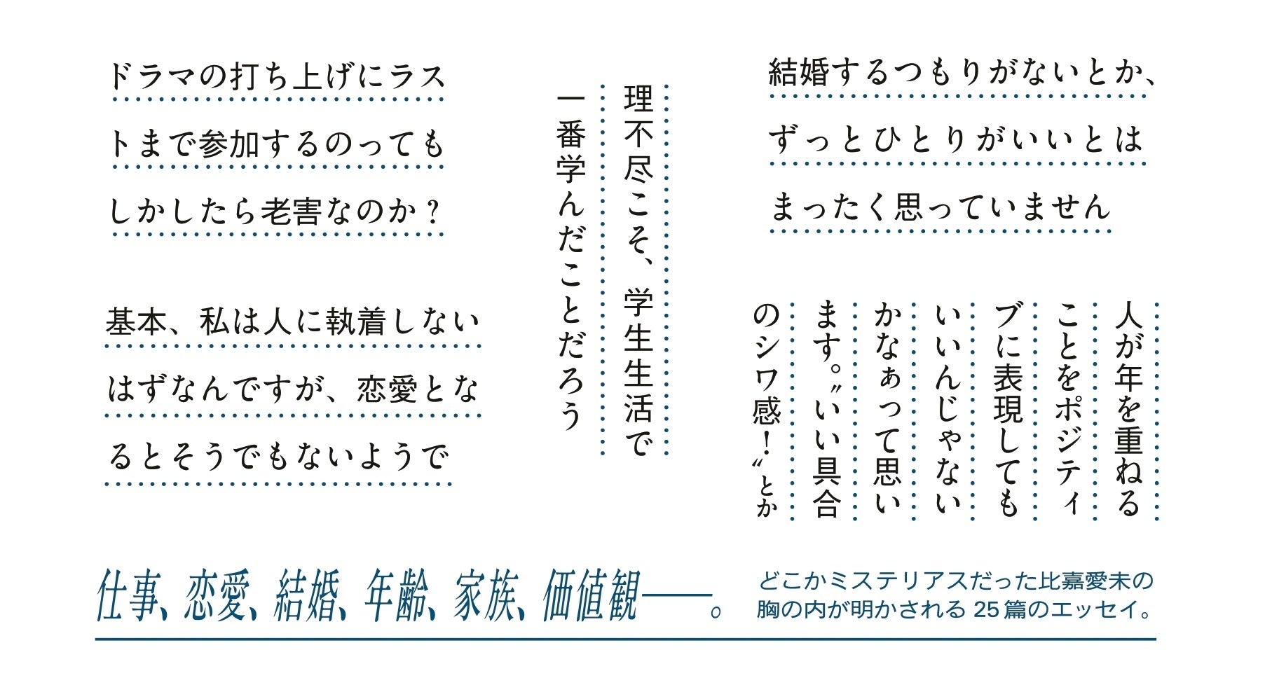 帯裏面／『比嘉愛未エッセイ集 またね。』（6月10日発売／講談社）より