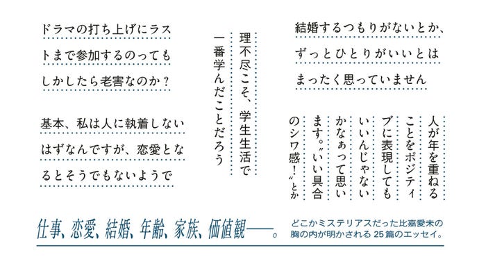 帯裏面/『比嘉愛未エッセイ集 またね。』(6月10日発売/講談社)より