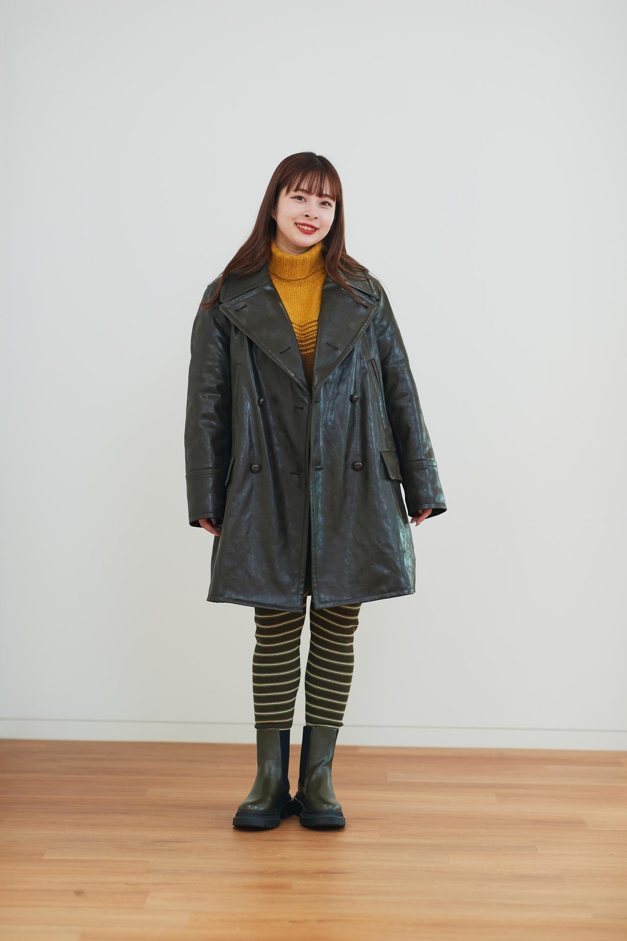 フェイクレザーコート beautiful people +X OLIVE XXL-