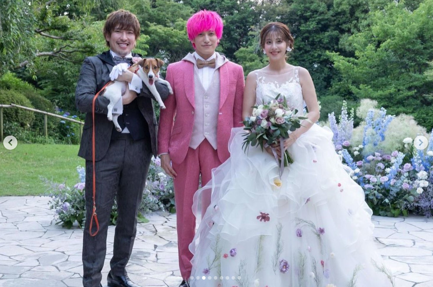 EXITりんたろー。＆本郷杏奈、披露宴開催 兼近大樹と“お揃いタキシード”で3ショット「コンビの絆が伝わる」「素敵な披露宴」