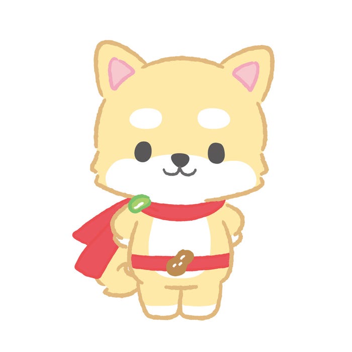 まめちぃ(豆原⼀成考案)ヒーローの柴犬。まっすぐすぎる性格の持ち主。(C)’22 SANRIO 著作(株)サンリオ (C)LAPONE ENTERTAINMENT