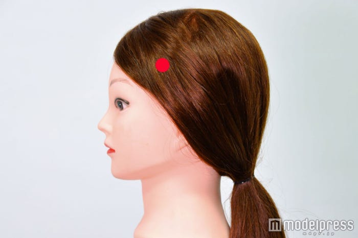 耳上から握りこぶし1個分上の1cm後ろ(C)モデルプレス