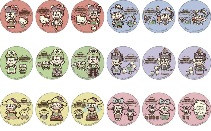 缶バッチ3個入り(C)赤塚不二夫/おそ松さん製作委員会 (C)1976,1979,1984,1988,1996,2017 SANRIO CO.,LTD.